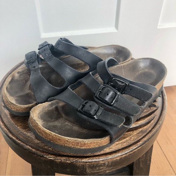 Birkenstock Shoes - Vintage Birkenstock Florida black oiled Sandal Size 35 / 4